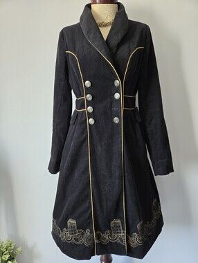 DR. WHO tardis corduroy trench  with tardis stitching and lining. Size Small